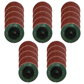 WA 25PACK - 3" Roll Lock Quick Change 36# Resin Fiber Sanding & Grinding Discs, for Die Grinder, Surface Preparation Grinding Polishing Finishing Burring, Rust Paint Removal, Type R Male (GRIT 36)