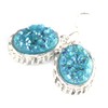 SILVER Vintage Style Sky Blue Rainbow Titanium Druzy Oval Earrings