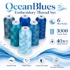 Simthread 6 Spools 3000 Yds 40WT Polyester Embroidery Thread Blue