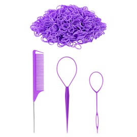 3-Piece Set Of Braiding Tools And 1000 Hair Rings, Top Hair Tools, Hair Salon Tools, Barber Combs, Braid Tools.