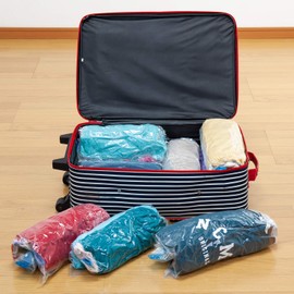 Astro 623-11 Clothes Compression Bags, Set of 5, 15.7 x 23.6 inches (40 x 60 cm), Clear, Compresses Anywhere, Compact, Travel Bag, Pack, Clothes Storage, Travel