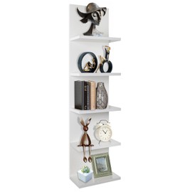 Homaterial 5 Tier Wall Shelf, Wall Mounted Shelves Unit for Living Room Bedroom, Floating Shelves Decor Organizer Tall(White), White