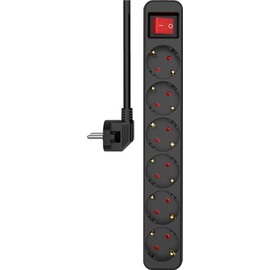 ELRO ES106 6-Way Power Strip with Switch and 1.5 m Cable - Child Lock - Schuko Plug - Max. 3680 W - TÜV Tested - Black