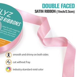 Double Faced Satin Ribbon Pink,1" x 35 Yards Polyester Solid Fabric Ribbons Roll for Crafts,Gift Wrapping,Birthday Party Wedding Decorations,Hair Bows,Sewing,Invitation Cards, Flower, Christmas