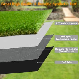 Weidear Artificial Grass 3 FT x 23 FT, 1.38" Fake Grass Mat, 4 Tones Synthetic Turf Rug, Thick Artificial Grass for Dogs Pets/Garden Lawn Landscape, Customized Sizes Indoor Outdoor