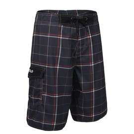 Nonwe - Bermudas de playa para hombre resistentes y ligeras Shorts con forro, Deep Grey(plaid), 28