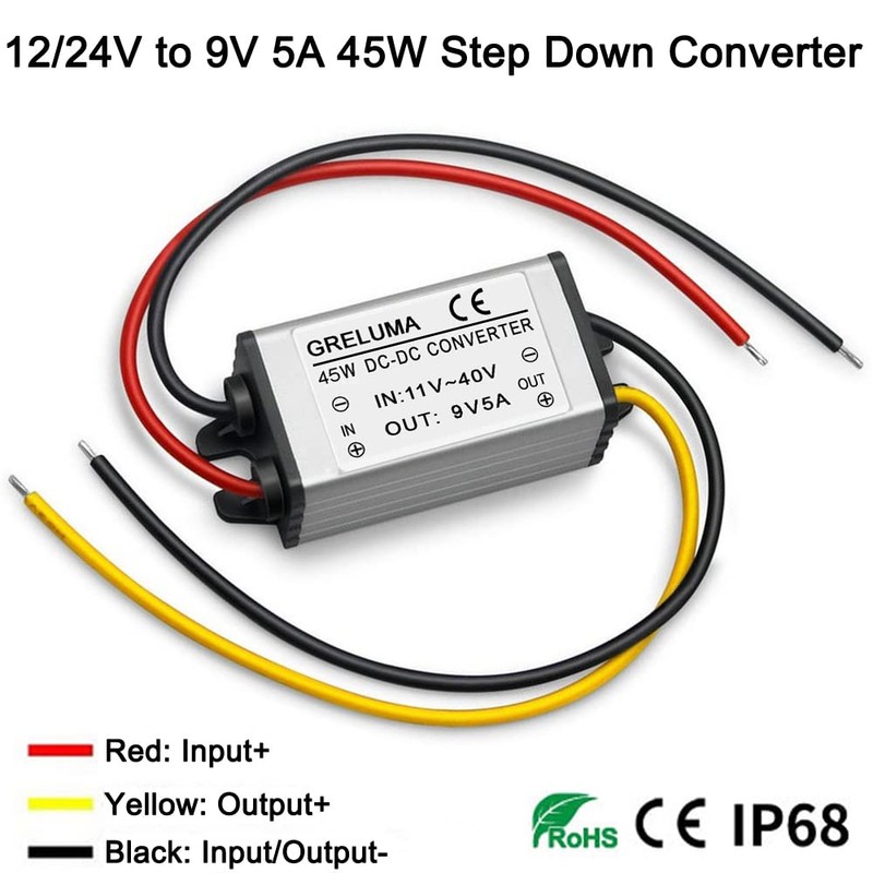 Greluma DC 12 V 24 V to 9 V Step-Down