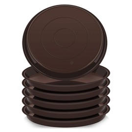 VUWEZ 6 Pack Plant Saucer Tray, 4 6 8 10 12 15 16 18 20 inch Plant Saucers for Indoors, Durable Plastic Flower Planter Plant Water Drip Trays Round, Pot Saucers, Plant Trays for Pots (6", Brown)