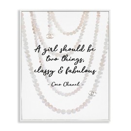 Stupell Industries Classy and Fabulous Fashion Quote with Pearls, Design by Amanda Greenwood Wall Art, 24x30, Off- White