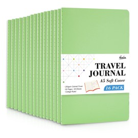 16 Pack Soft Cover Journal Bulk, Feela Lined Notebooks College Ruled for Work for Women Girl Writing, Blank Travel Journal Note Taking Notebook School Business Supplies, 8.2” x 5.5”, A5, Light Green