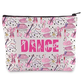 BWWKTOP Ballet Dance Cosmetic Makeup Bag Dancer Positive Gift Ballerina Travel Zipper Pouch Bag Appreciation Gifts For Dance Teacher, Dance, Bag