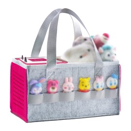 Carrying Bag for Toniebox Starter Set and Accessories, Felt Organizer Bag for Tonies Figurine and Toniebox Travel Tonies Carry Case with Handle for Toniebox & Accessories (Pink)
