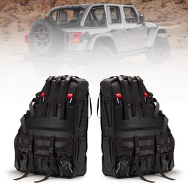 BUNKER INDUST 2 Pcs Roll Bar Storage Bag for 1997-2023 Jeep Wrangler JK TJ LJ & Unlimited JL 4-Door,Multi-Pockets Cargo Bag Saddlebag Tool Organizer,Black