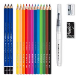 STAEDTLER Design Journey Watercolour Set of Mars Lumograph Pencils, Watercolour Pencils, A Water Brush and Accessories