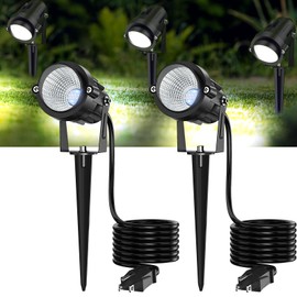 Musuger High Brightness 1000LM Outdoor Spot Lights for Yard, 6500K Daylight Spot Lights Outdoor with 4.9FT Electric Cord, 10W LED IP66 Waterproof Landscape Spotlights for Garden Tree Flag - 2 Pack