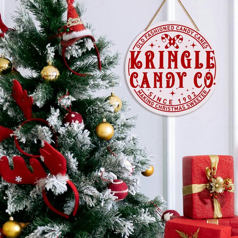 ZODGMED Candy Cane Christmas Wall Hanging Sign, Christmas Decor for