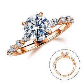 MOOSEA 1.5ct Moissanite Engagement Rings for Women, D Color VVS1 Clarity Lab Created Wedding Rings 14K Rose Gold Vermeil Moissanite Anniversary Rings for Her Promise Rings Jewelry Gifts