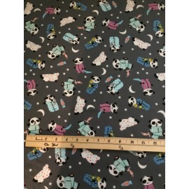 Robert Kaufman Robt Kaufman Flannel Fabric Snow Snuggles Pandas on Shadow Gray -by the  1/2 yd