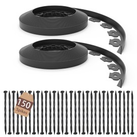 ESOHOT 100FT Landscape Edging Kit 1.5 in Tall Garden Edging Comes with 150 Spikes for No Dig Lawn Border (Black, 100FT)