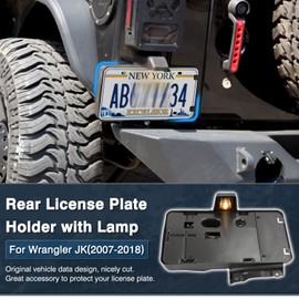 Huidnnas Jeep Wrangler JK Soporte trasero para matrícula con lámpara, soporte de marcos de montaje para Jeep Wrangler JK Accesorios 2007-2018 Material ABS 1 pieza