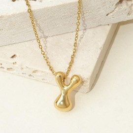 Viwind Letter Pendant Necklace Women's Chain 18 Carat Gold A-Z Necklace for Women Bubble Letter 48 cm Adjustable with Gift Box, Stainless Steel, No Gemstone