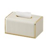 LEASYLIFE Gold Tissue Box Cover,pu Leather Tissue Box Cover Rectangle,Clear
