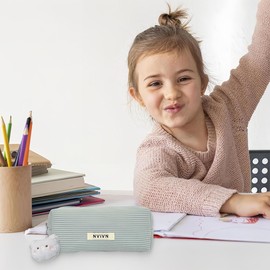 WUMZIRA Pencil Case Corduroy Fabric Pencil Case Aesthetic Pencil Case Light Blue for Girls Teenagers Pencil Case Pencil Case School Pencil Case for School Office - Light Blue