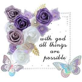 Solsew Graduation Cap Decorations Kit Grad Cap Topper DIY Set Included Artificial Flower, Glitter Laser Butterfly Stickers Leaves Accessory for Graduacion 2025 Wreath Art(Purple)