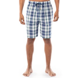 Fruit of the Loom Men's Extra Soft Woven Poplin Sleep Shorts Pajama Bottom, Blue Squares, XXXL