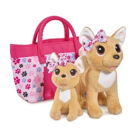 Simba 105893213 ChiChi Love Happy Family Chihuahua Plush Dogs in Two Different Sizes, 20/14 cm, with Fashionable Bag, from 3 Years