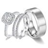 18k White Gold Plated Wedding Ring Sets for Him and