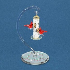 Handcrafted Glass Baron Cardinal's Delight Feeder 5 Inches Tall