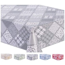 Oilcloth Tablecloth Washable Square 140 x 180 cm Light Grey