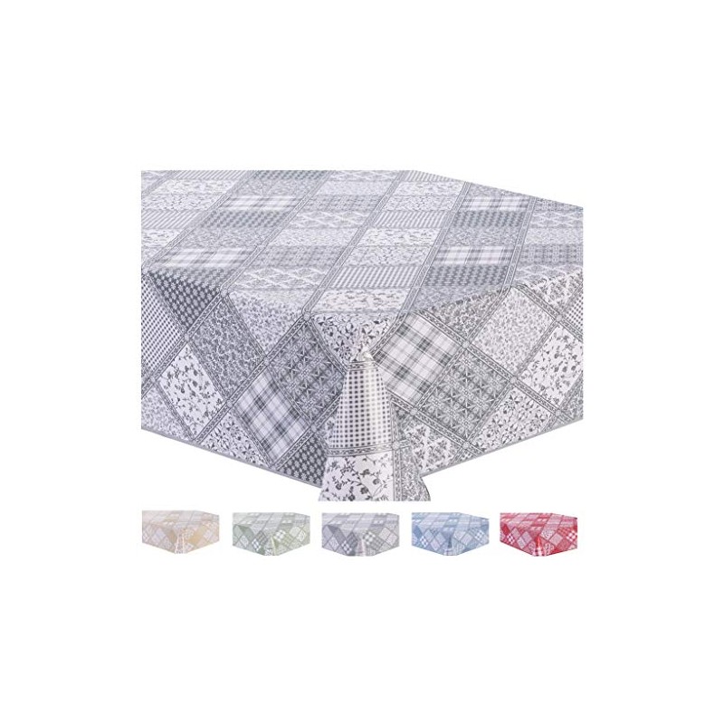 Oilcloth Tablecloth Washable Square 140 x 180 cm Light Grey