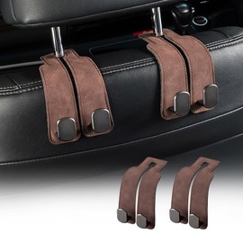 JUSTBOKU Headrest Hooks, Car Hooks, Luggage Hang, Car Seat Hooks, Car Double Sided Hooks, Car Storage Hooks, Set of 2 (Brown)