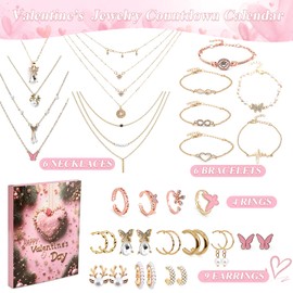 ASSRECT Jewelry Advent Calendar 2026, 24 Days Valentine's Day Countdown Jewelry Set with Necklaces, Bracelets, Rings & Earrings for Daughter, Girlfriend, Wife, Mom Surprise Gifts