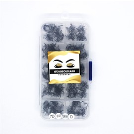 GorgeousLash 1000 Premade Lash Fans. 10D, 8D, 7D, 6D, 5D, 4D, 3D. Eyelash extensions, Handmade! (7D Curl D - 1000 Fans, 19mm)