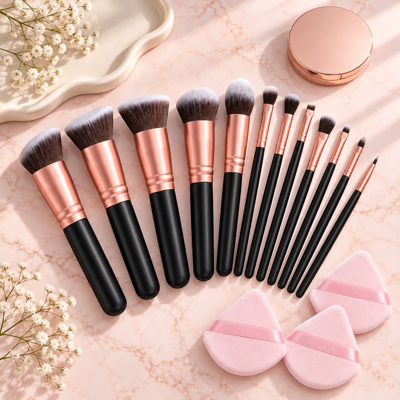 Professional Makeup Brush Set with Soft Fluffy Bristles for Foundation,