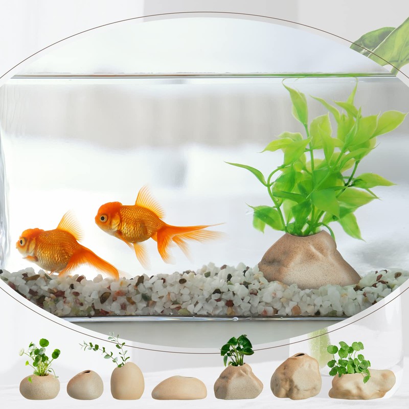 Norme 8 Pcs Aquarium Plant Pots Ceramic Aquarium Plant Holder