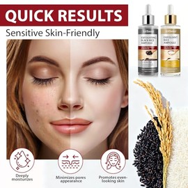 Black Rice Exfoliant and White Rice Ampoule Exfoliant, Peel Shot Glow Exfoliating Face Serum, Korean Skin Care Soft Exfoliating Body Scrub Dead Skin C