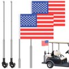 2 Set Golf Cart Safety Flag Pole Reflective Orange, American