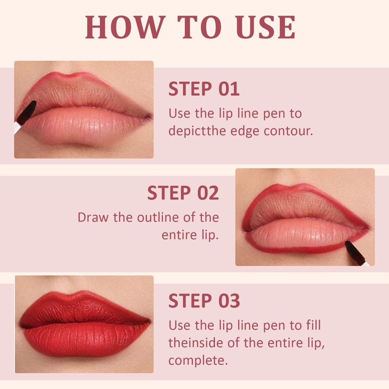 Thoquene Set of 3 Removable Lip Liner Set, Waterproof Removable