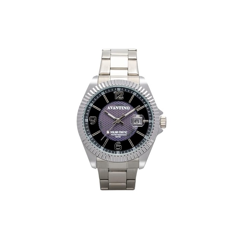 Clefer AV-AM403-BKS Analog Men's Solar Avantino Silver Wristwatch