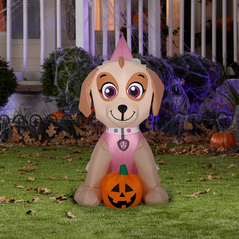 Gemmy Airblown Skye w/Pumpkin Nick, 3 ft Tall, Multi