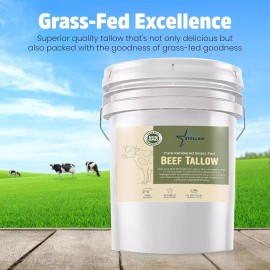 Stellar Chemical Corp Beef Tallow - 100% Grass-Fed & Finished - Good for Cooking, Baking ~ 10 Pounds