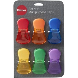 Kizmos Multipurpose Plastic Bag Clips, Set of 6, Multicolored