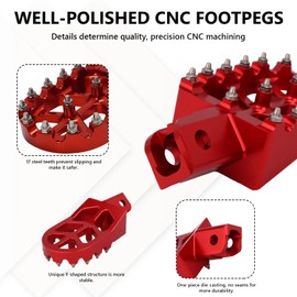 AnXin Foot Pegs Motorcycle Universal CNC Footpeg for CRF XR CR 50 70 80 100-125cc CT200U Mini Bike SSR Apollo RFZ TaoTao Lifan Kayo Coolster Pit Bike - Red