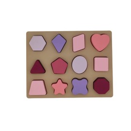PAPU BABY Juguetes de Bloques de construcción de Figuras geométricas apilables de silicón para bebés y niños pequeños 12 Piezas. Estimulación temprana. Juguete Montesori (Rosas/Morados)