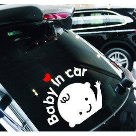 Baby in Car Baby on Board White Stickers Car Warning Sign, Reflective Waterproof (Boy)