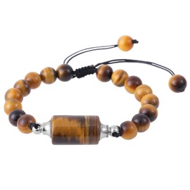 Nupuyai Aromatherapy Diffuser Bracelet for Women and Men, Adjustable Cylindrical Tiger's Eye Stone Crystal Bracelet for Meditation, Positive Energy